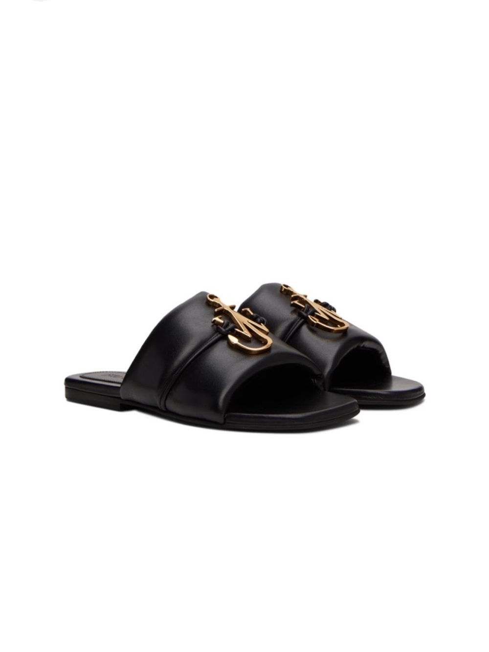 JW ANDERSON Black Leather Slide Sandals
